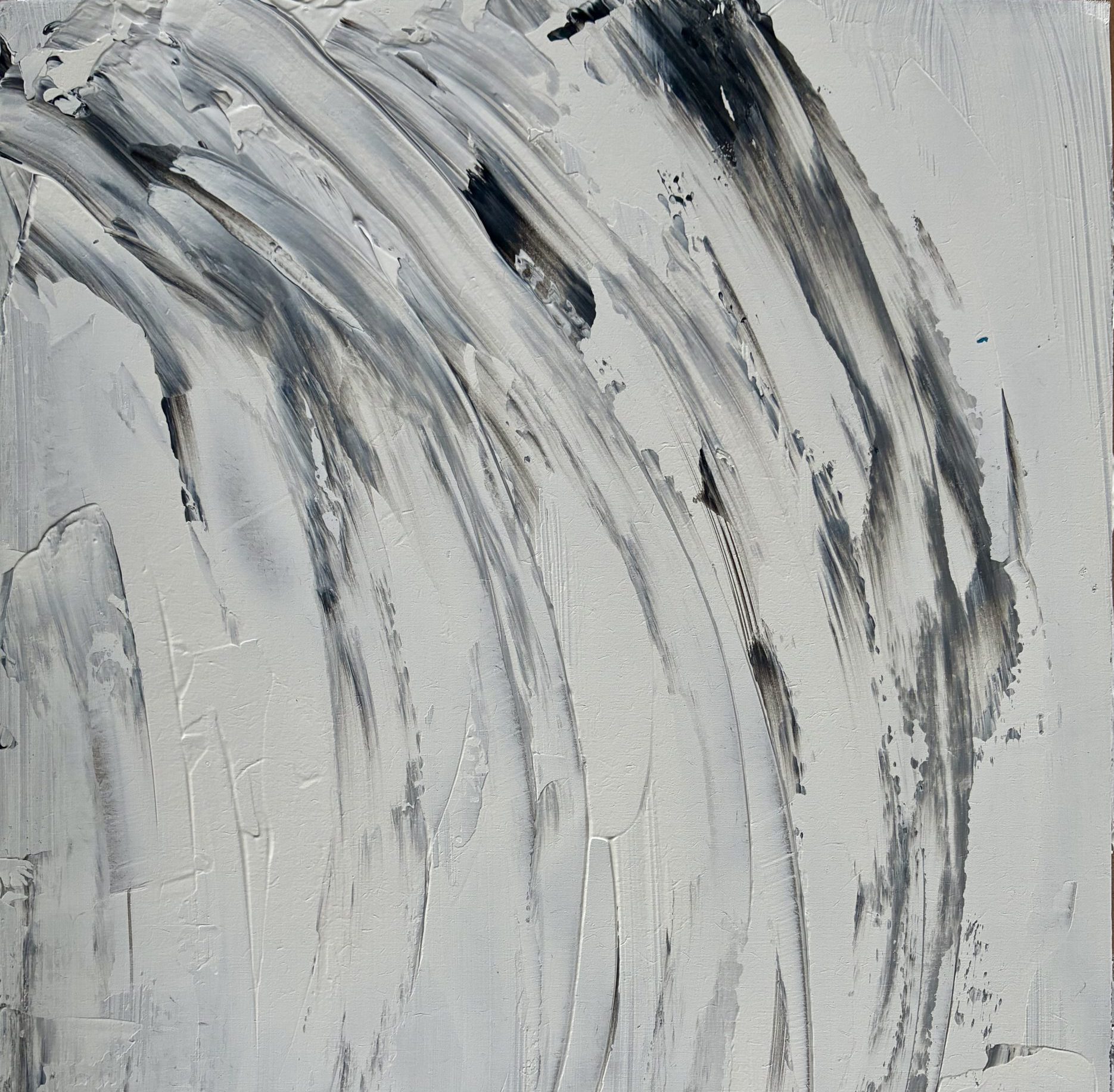 Weiss, Grau, Schwarz, Acrylfarbe auf Spanplatte 35x45