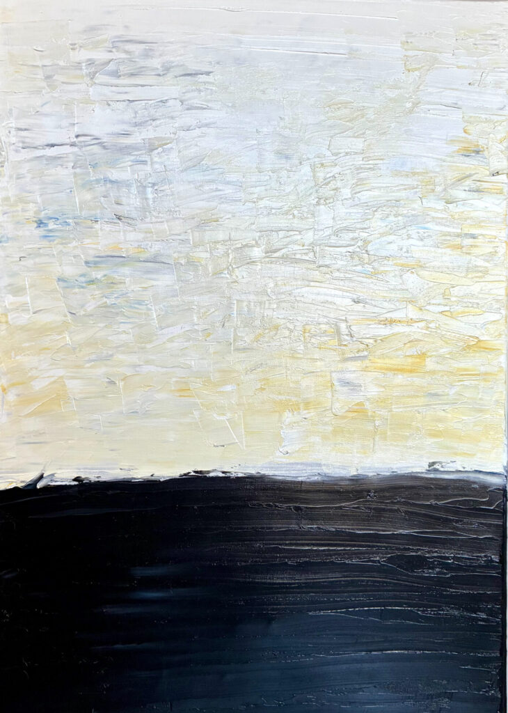 Horizont Schwarz mit Weiss, Ölfarbe auf Leinwand 50x70