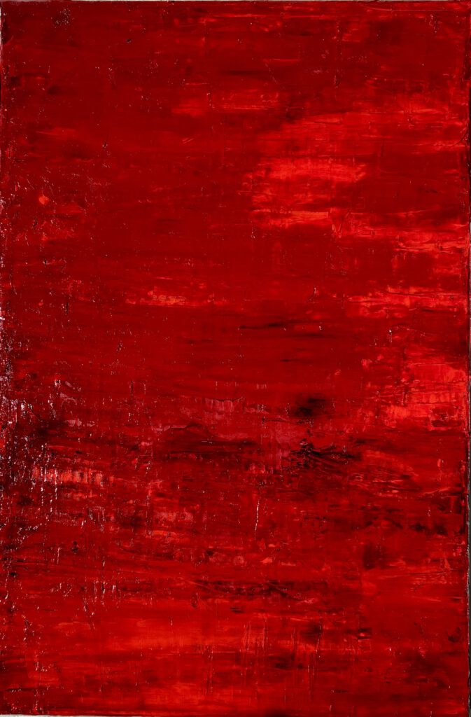 Rot gespachtelt, Ölfarbe auf Leinwand 70x50