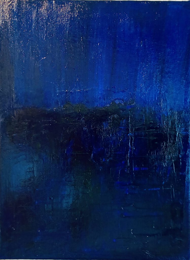 Preußischblau vs. Ultramarin gespachtelt, Ölfarbe auf Leinwand 60x40 (auf zwei Leinwänden)
