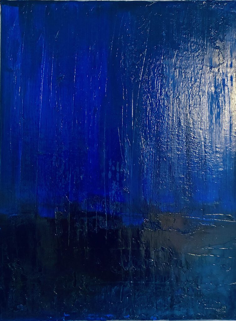 Preußischblau vs. Ultramarin gespachtelt, Ölfarbe auf Leinwand 60x40 (auf zwei Leinwänden)