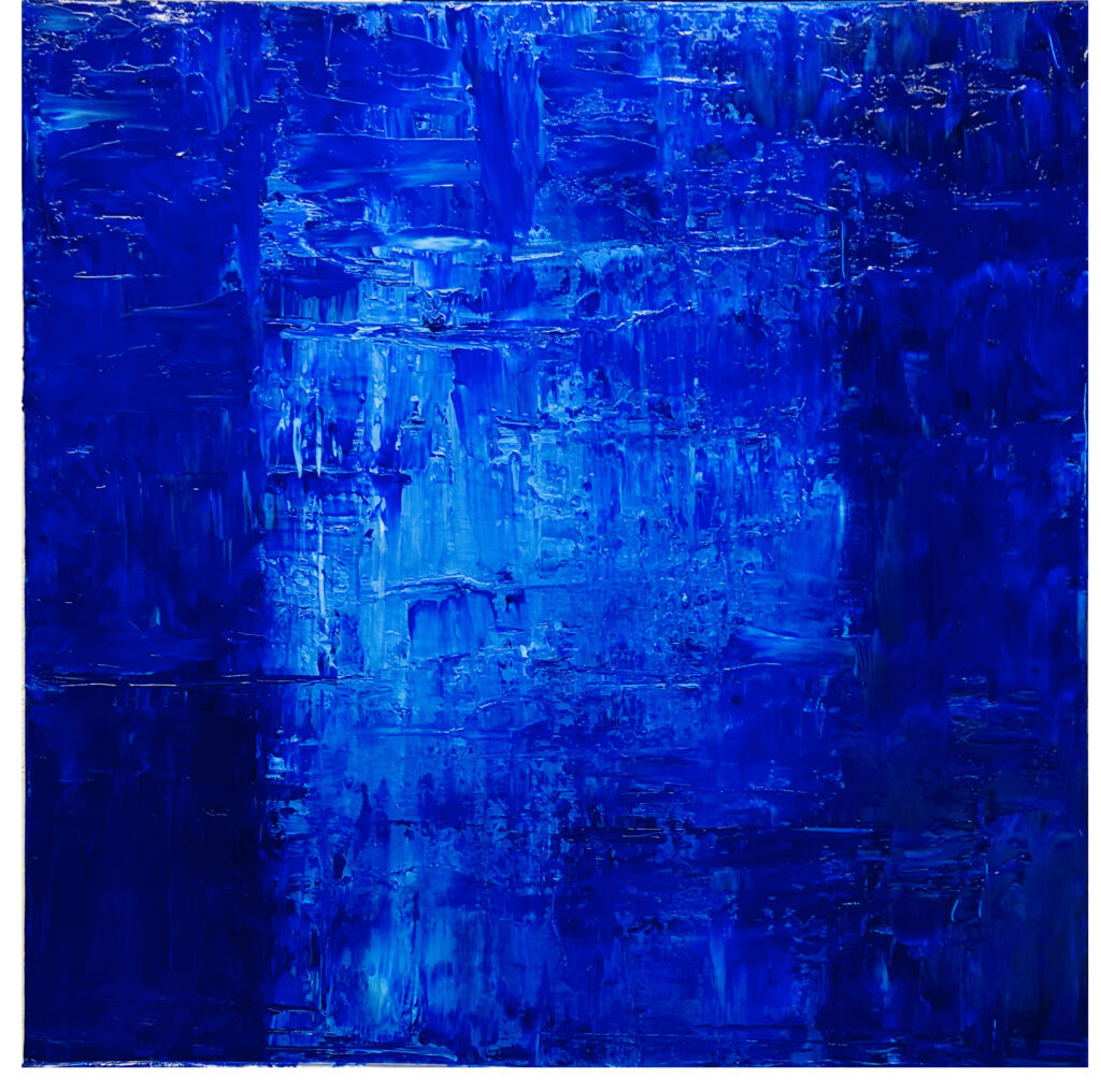 Variantion in Blau  06/2026 gespachtelt, Ölfarbe auf Leinwand  60x60