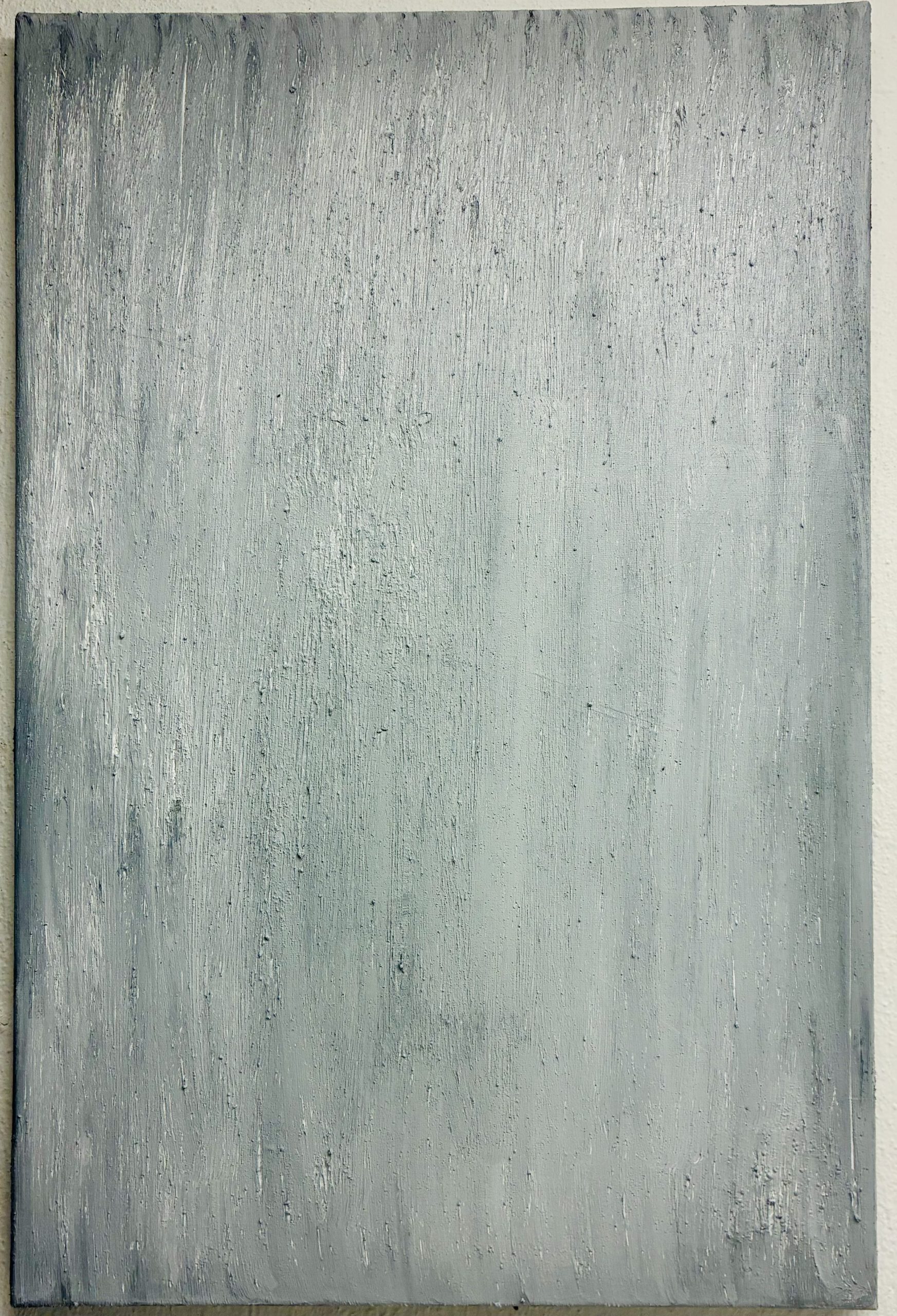 Erde und Ölfarbe auf Leinwand, Hellgrau 40x60